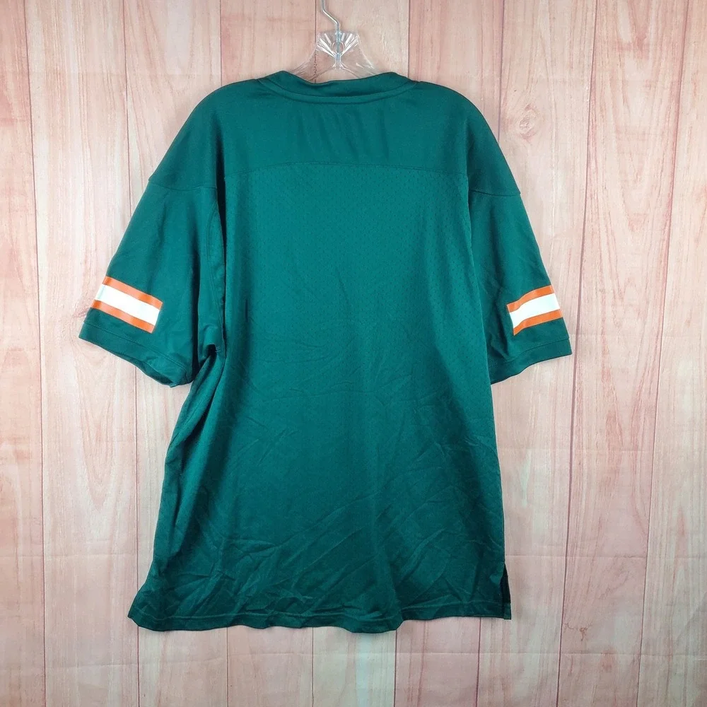 Miami Hurricanes Jersey Mens XL Green Adidas Football NCAA Aeroready Logo V Neck